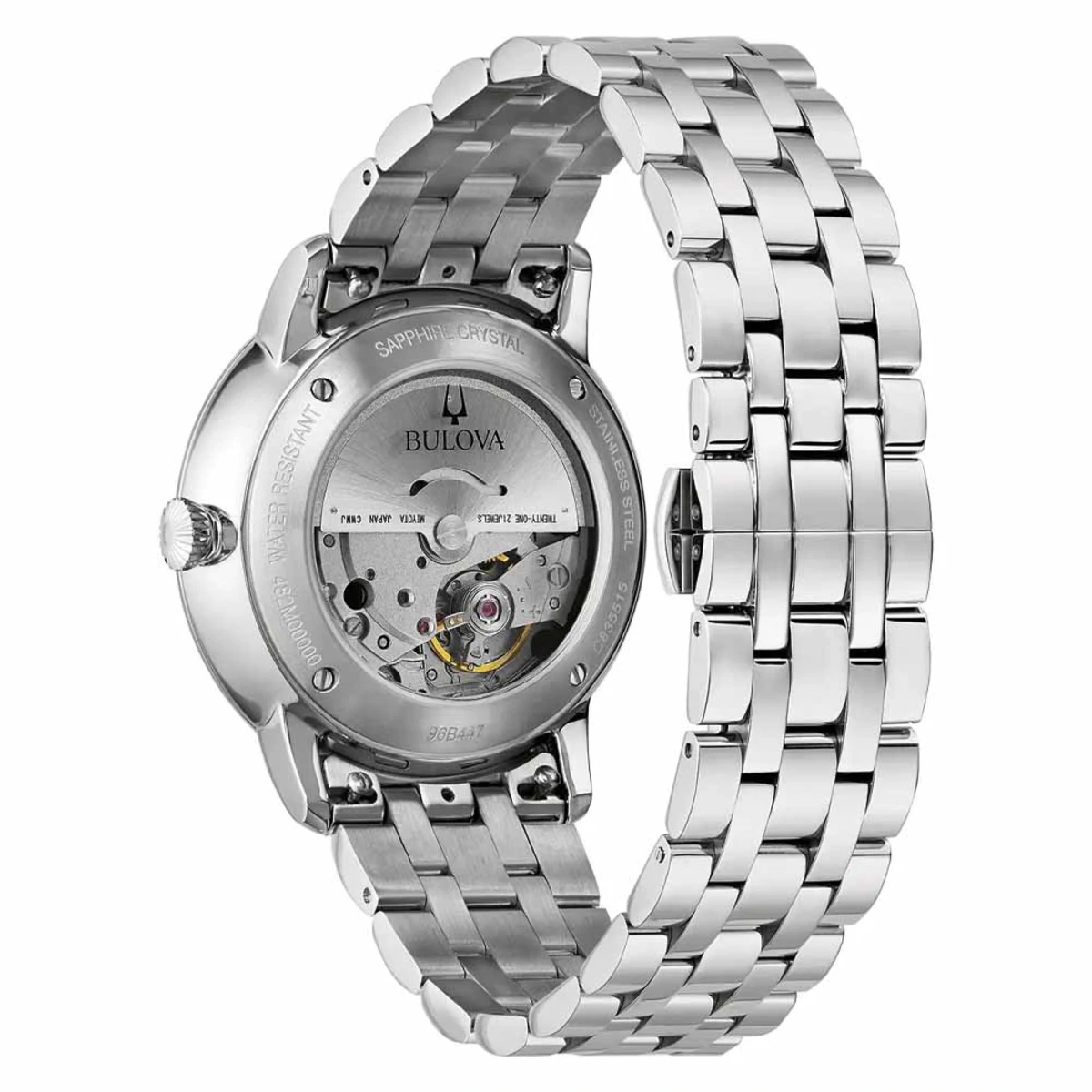BULOVA HUDSON AUTOMATIC albastru curea din metal spate