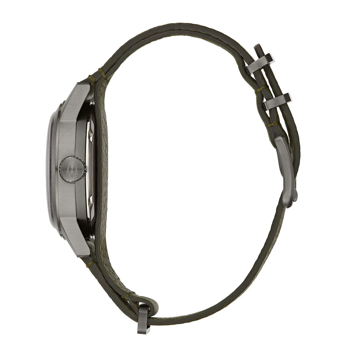 BULOVA MILITARY HACK AUTOMATIC negru curea piele nato profil