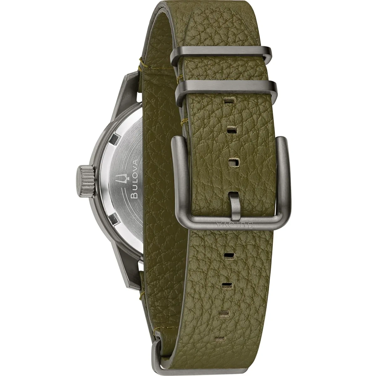 BULOVA MILITARY HACK AUTOMATIC negru curea piele nato spate