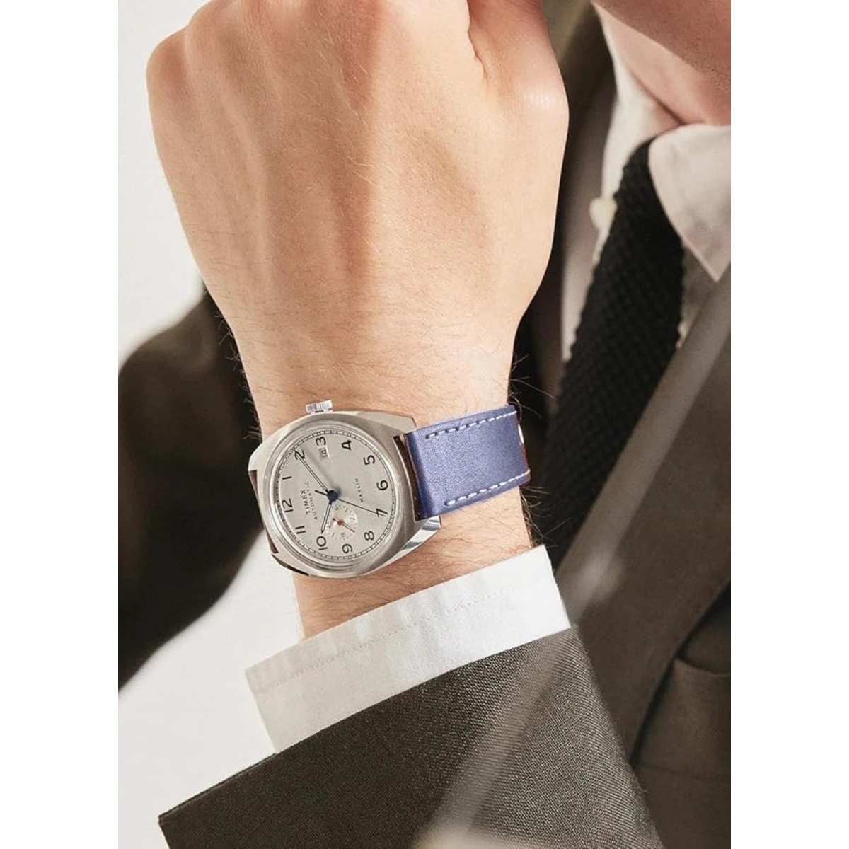 SETMX0006 TIMEX MARLIN AUTOMATIC PETIT SECONDE gri curea din piele albastra (4)