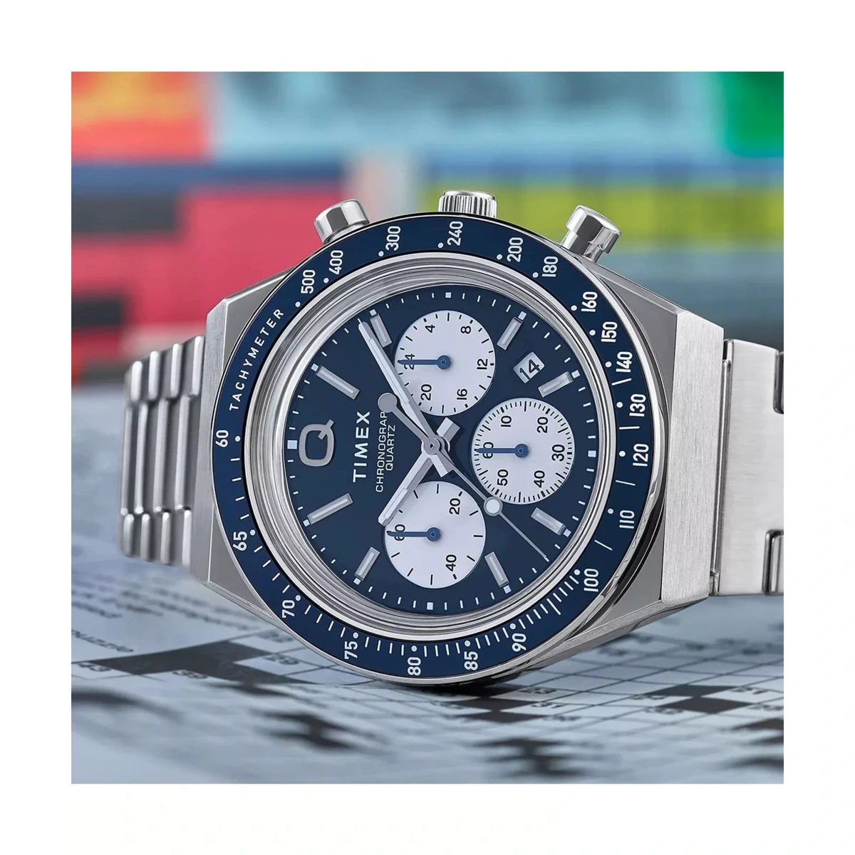 SETMX0015 TIMEX Q CHRONOGRAPH albastru curea din metal (4)