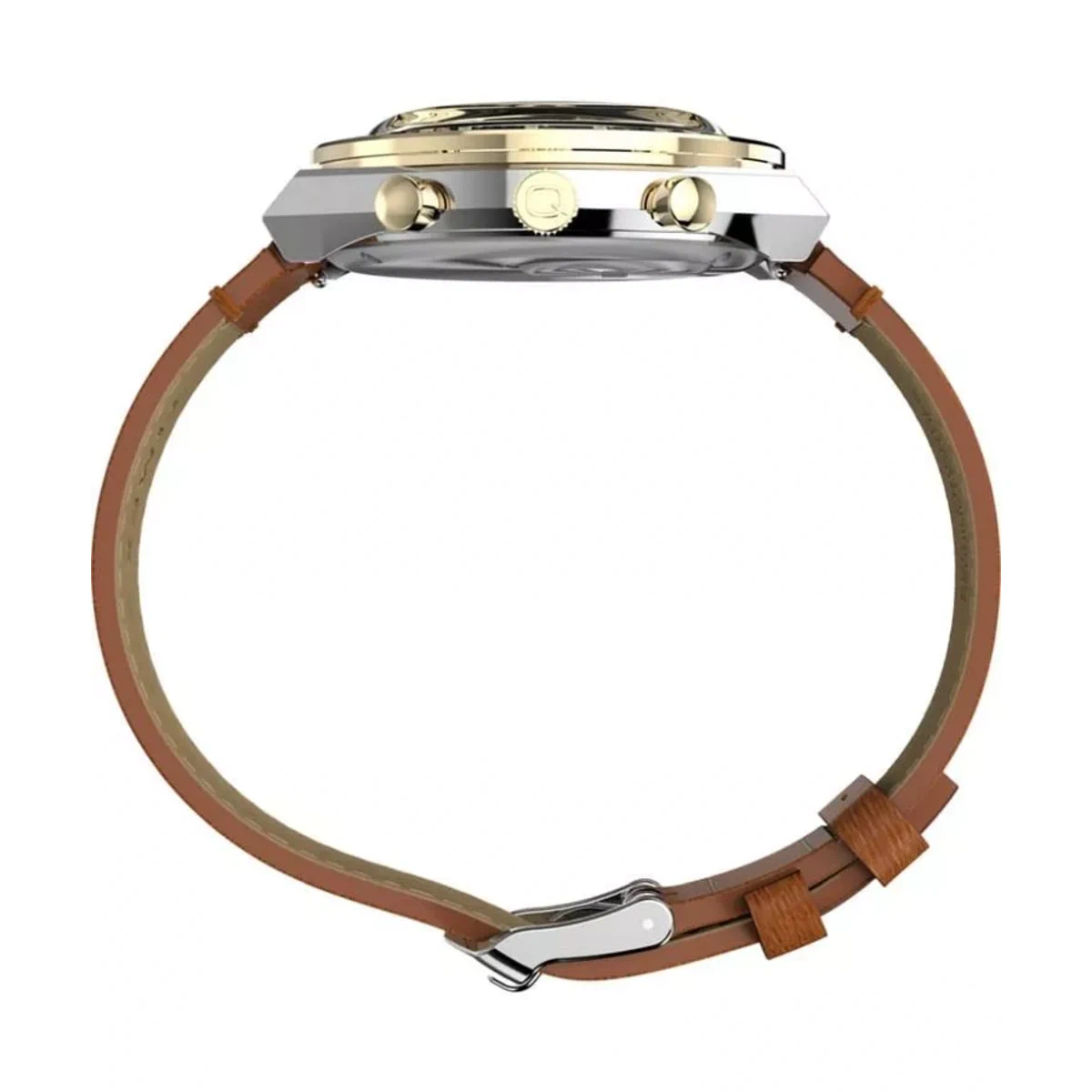 SETMX0019 TIMEX Q CHRONOGRAPH negru auriu curea din piele maro (4)