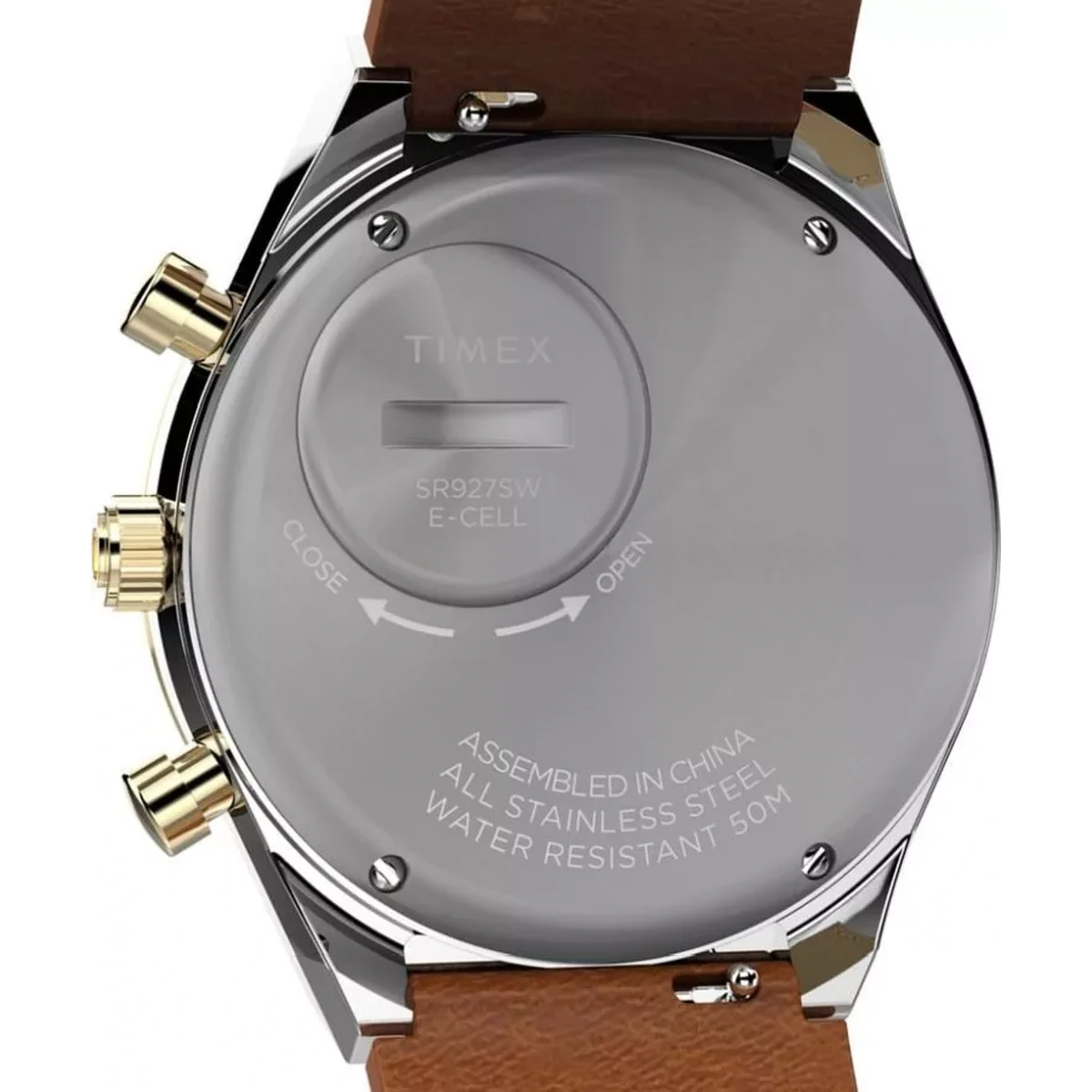 SETMX0019 TIMEX Q CHRONOGRAPH negru auriu curea din piele maro (5)